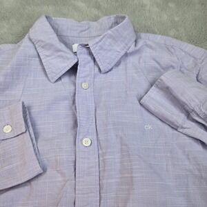 Calvin Kline Dress Shirt Mens Large Lavender Long Sleeve Buttons CK LOGO Cotton